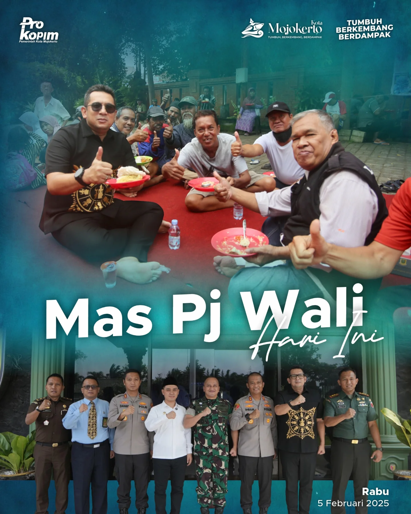 Pj Wali Kota Mojokerto Hadiri Acara Makan Gratis dan Jual Nasi Bungkus