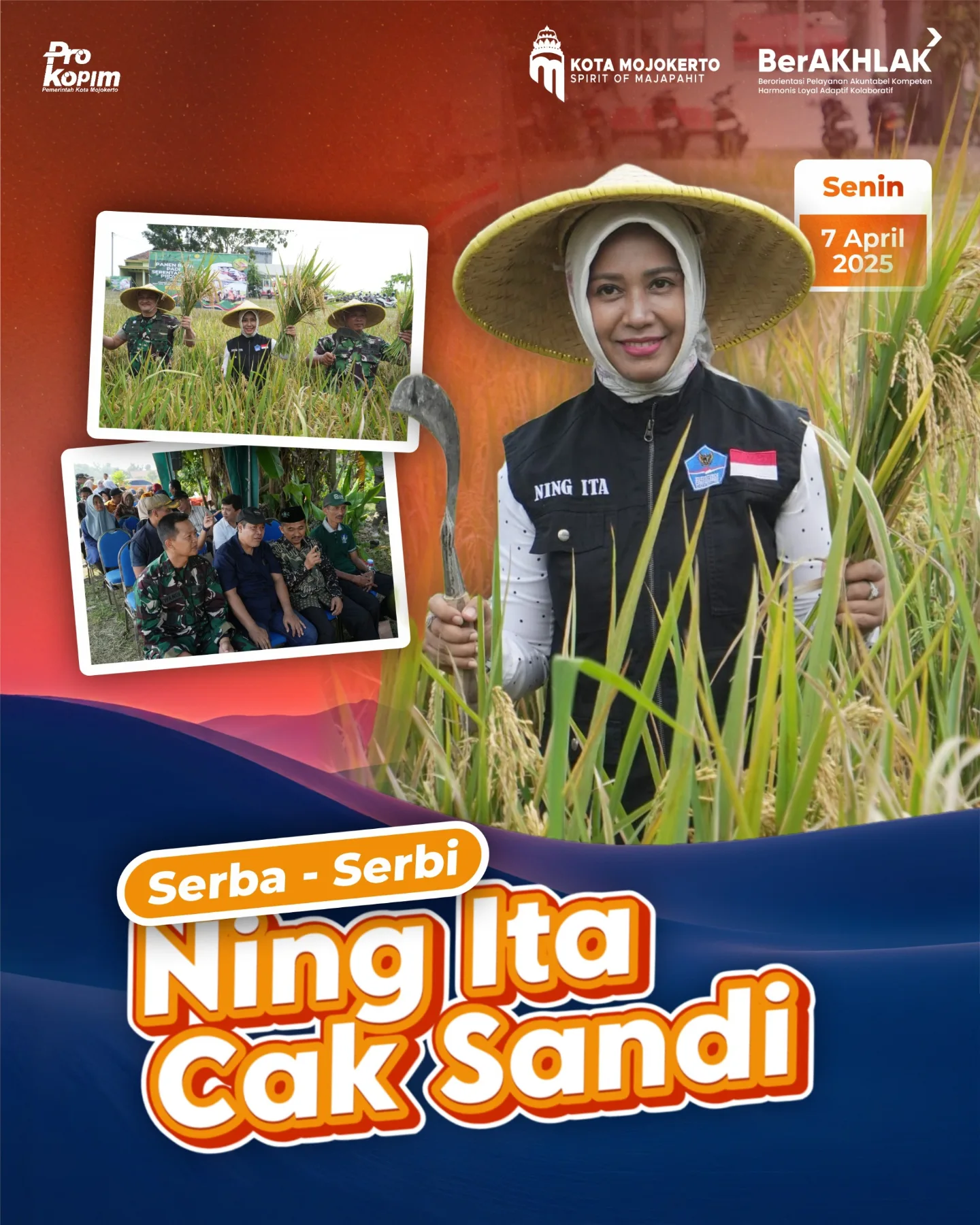 Wali Kota Mojokerto Ikuti Panen Raya Padi Serentak Secara Daring