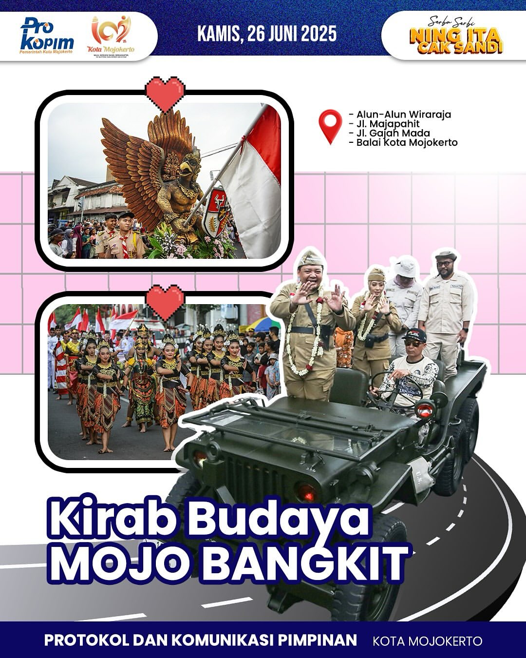 Kirab Budaya Mojobangkit 2025 Meriahkan Kota Mojokerto