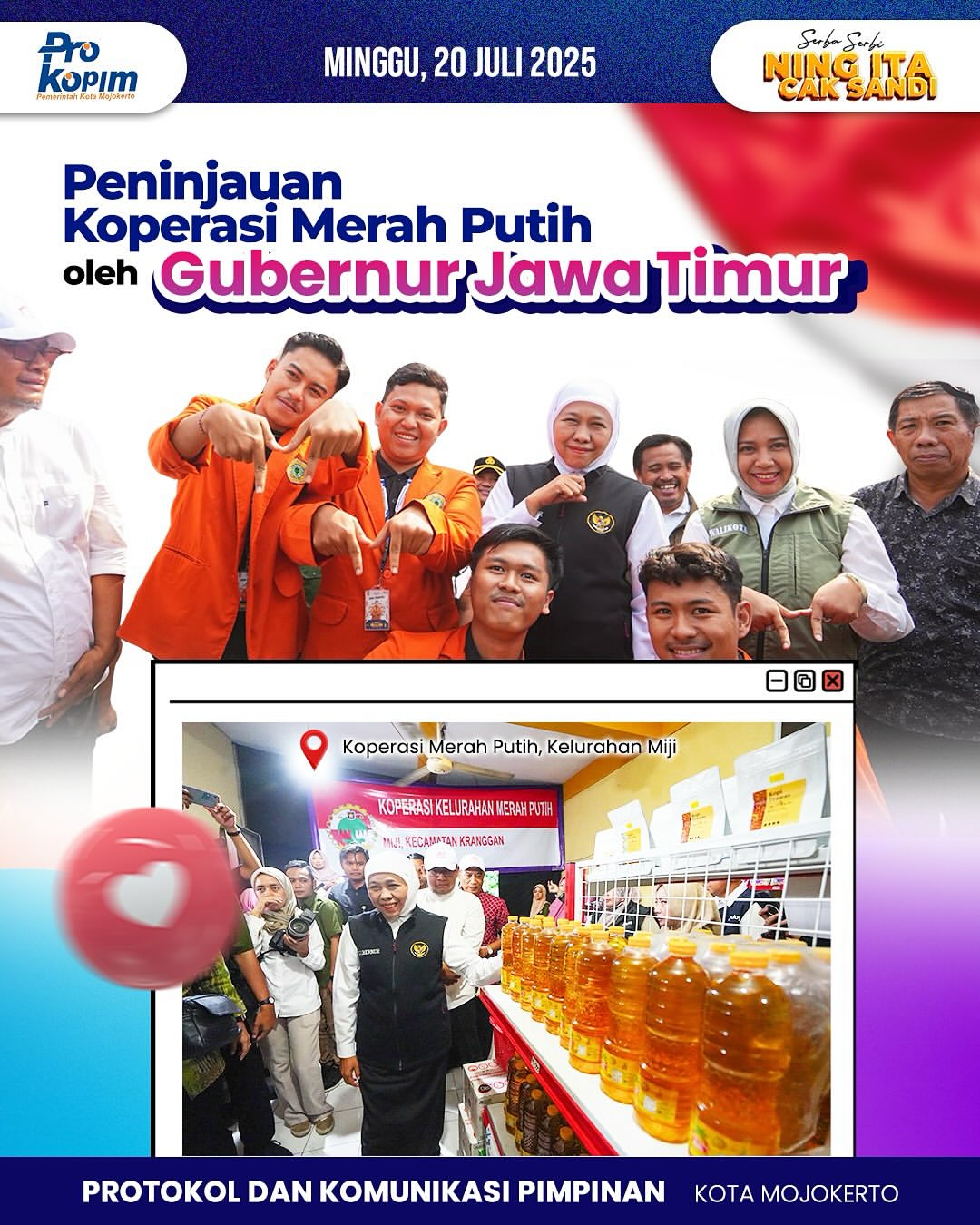 Gubernur Jatim Tinjau Koperasi Merah Putih di Mojokerto