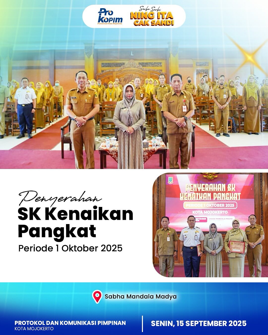 56 ASN di Mojokerto Terima SK Kenaikan Pangkat, Wali Kota Beri Penghargaan