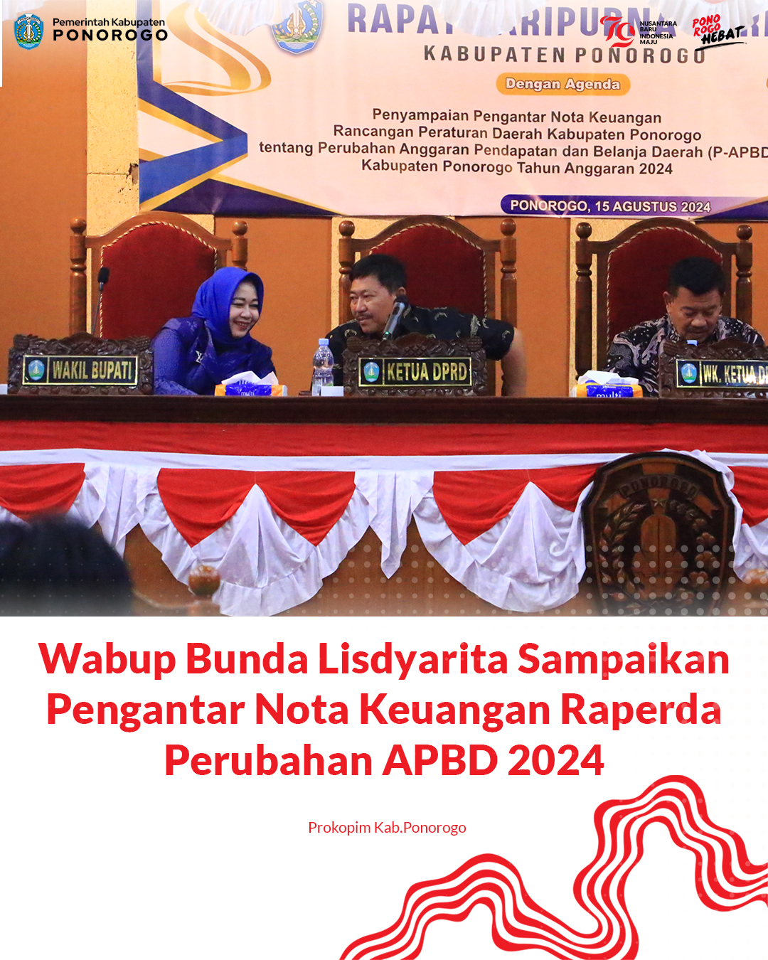 Wakil Bupati Ponorogo Sampaikan Rancangan Perubahan APBD 2024