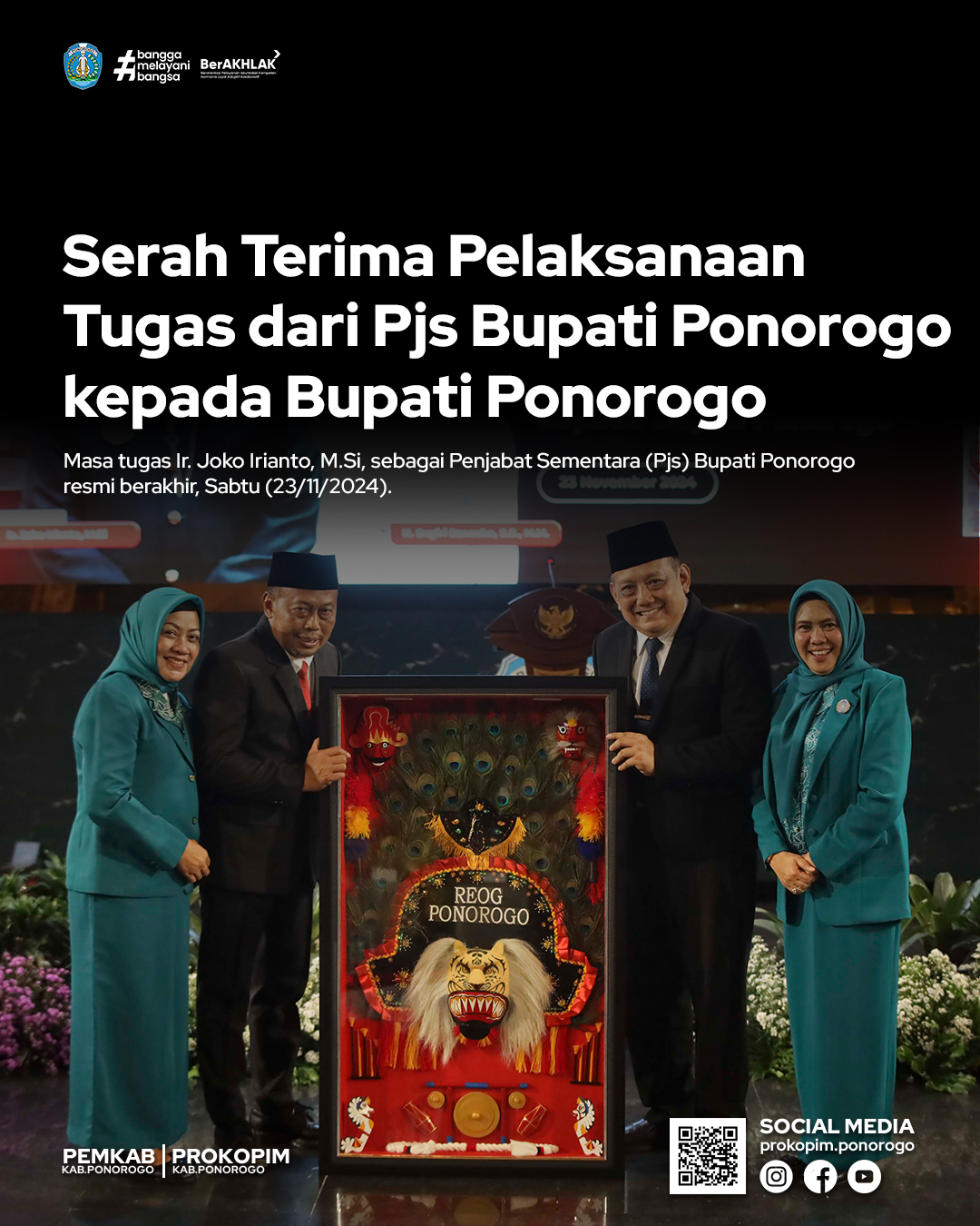 Penjabat Sementara Bupati Ponorogo Serah Terima Tugas