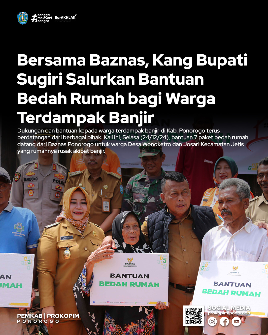 Bantuan Bedah Rumah dan Sembako untuk Warga Terdampak Banjir di Ponorogo