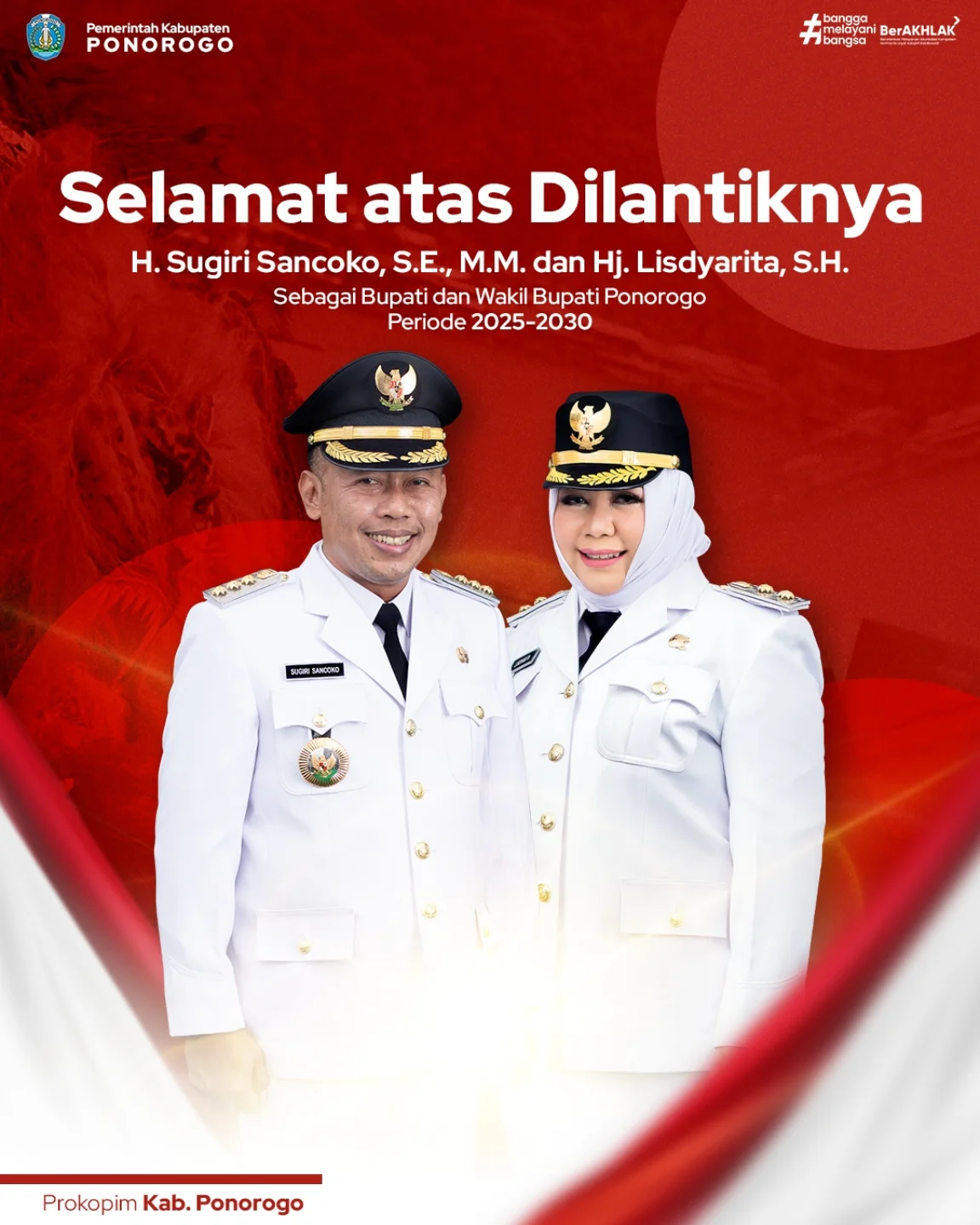 Pelantikan Kang Sugiri Sancoko dan Bunda Lisdyarita Sebagai Bupati dan Wakil Bupati Ponorogo 2025-2030