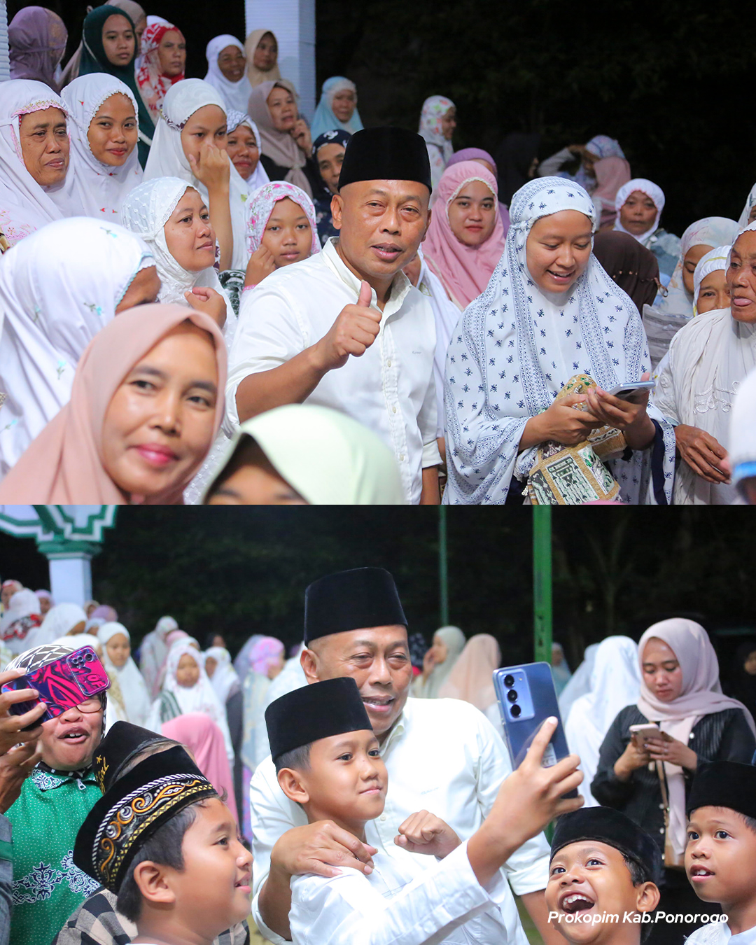 Silaturahmi Tarawih di Masjid Al-Muhsin, Kang Bupati Sugiri Sancoko Datang Bersama Jajaran Forkopimda