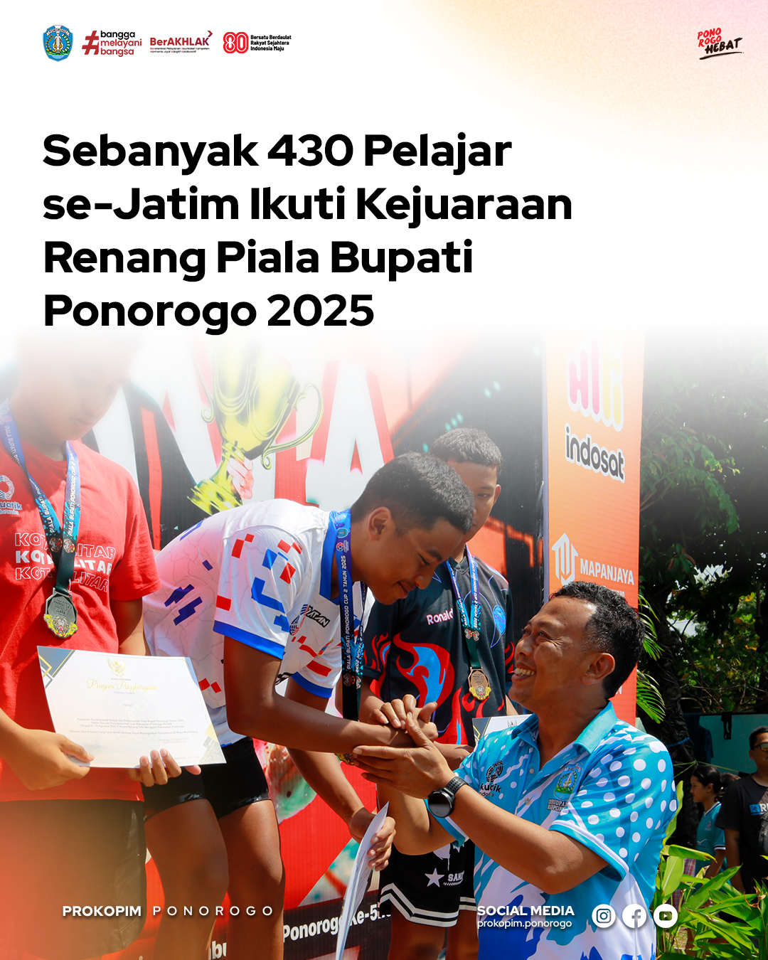 Kejuaraan Renang Antar Pelajar di Ponorogo Tumbuhkan Semangat dan Prestasi Muda