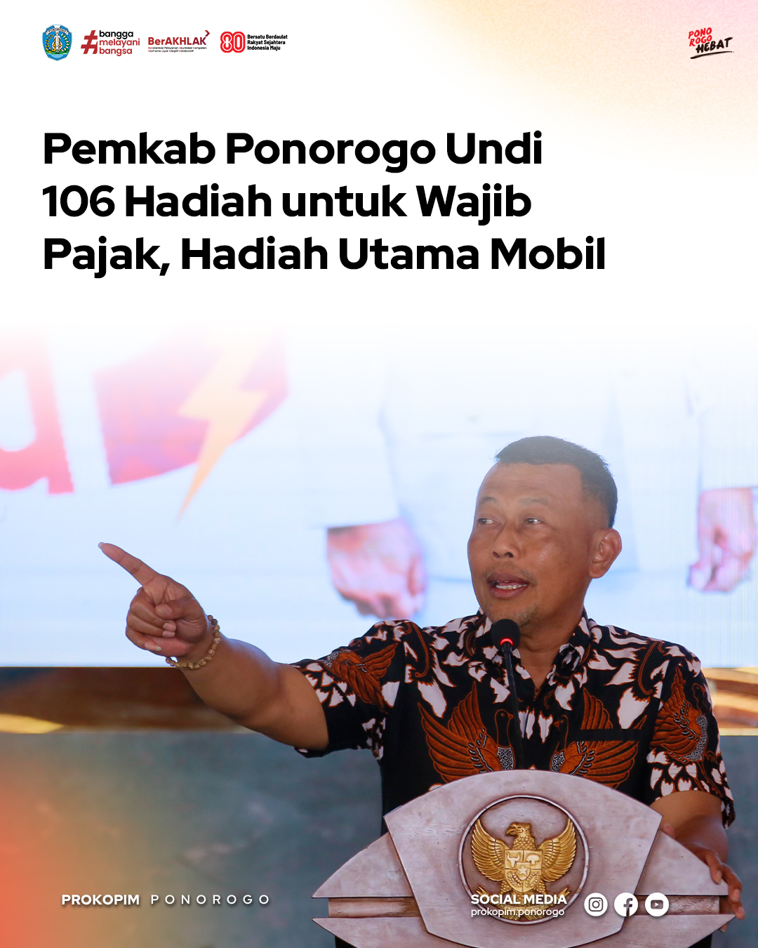 Pemerintah Ponorogo Adakan Undian Hadiah untuk Wajib Pajak yang Ta'at Bayar Pajak