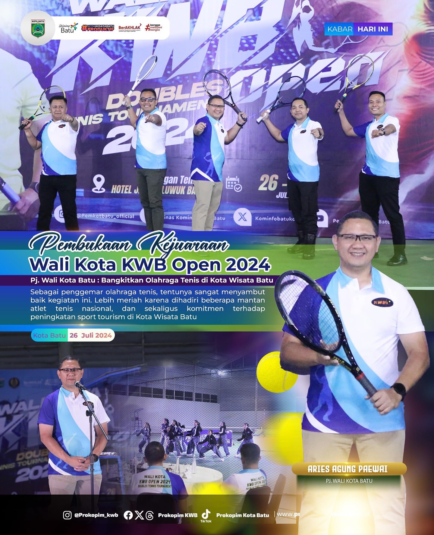 Wali Kota KWB Open 2024, Bangkitkan Olahraga Tennis di Kota Batu
