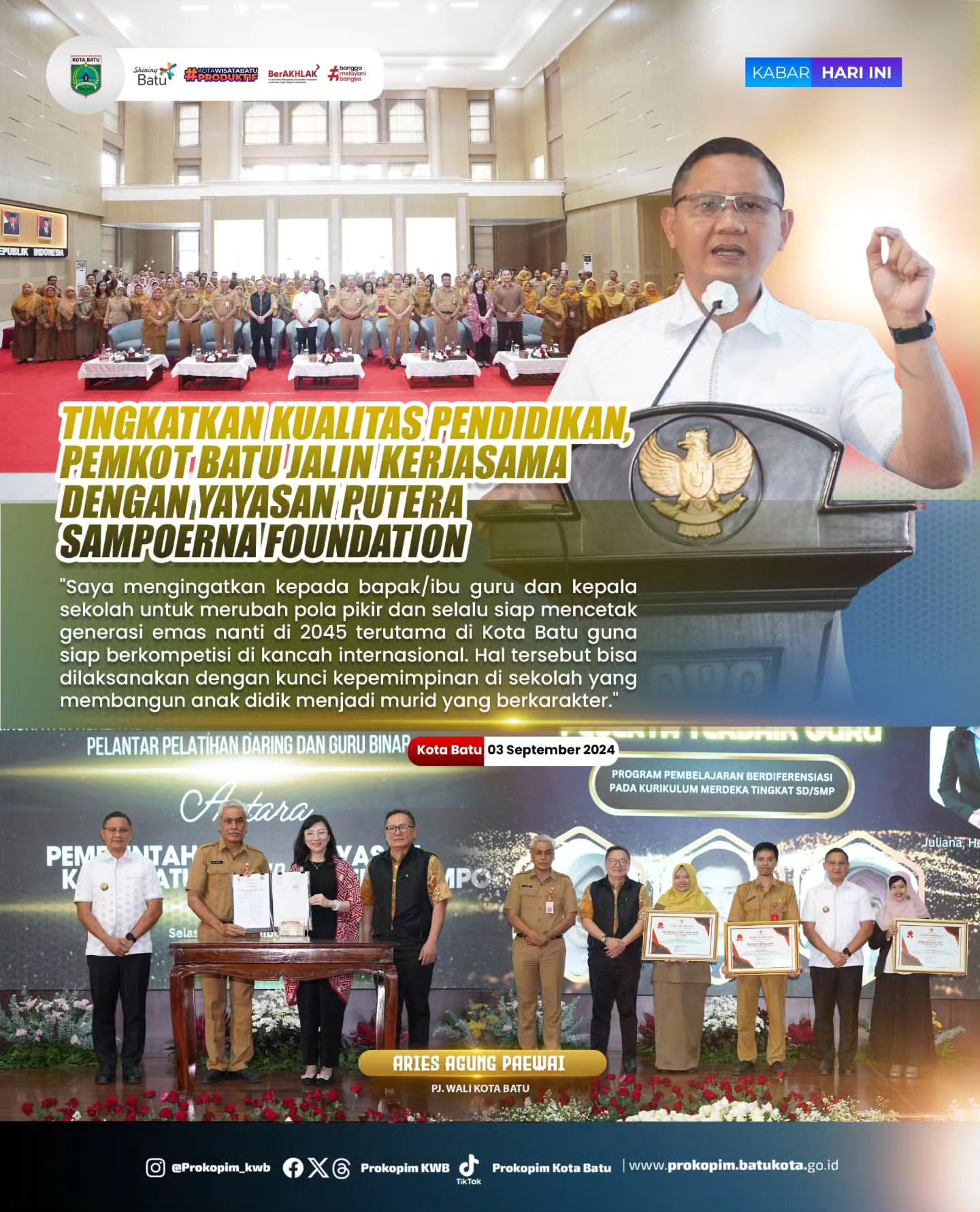 Pemkot Batu Tingkatkan Kualitas Pendidikan Melalui Kerjasama dengan Yayasan Putera Sampoerna Foundation