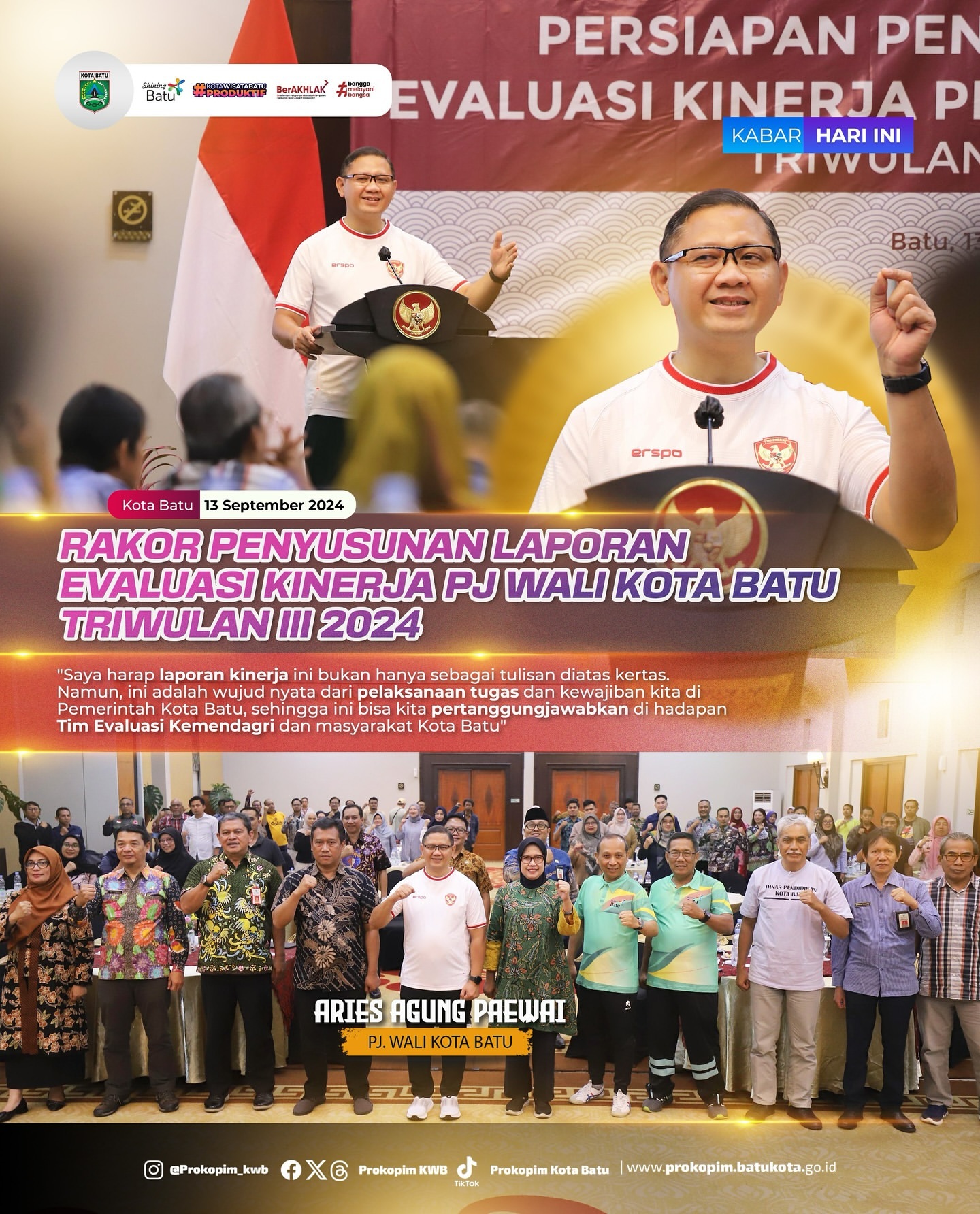 Pj. Wali Kota Batu Pimpin Rapat Koordinasi Evaluasi Kinerja
