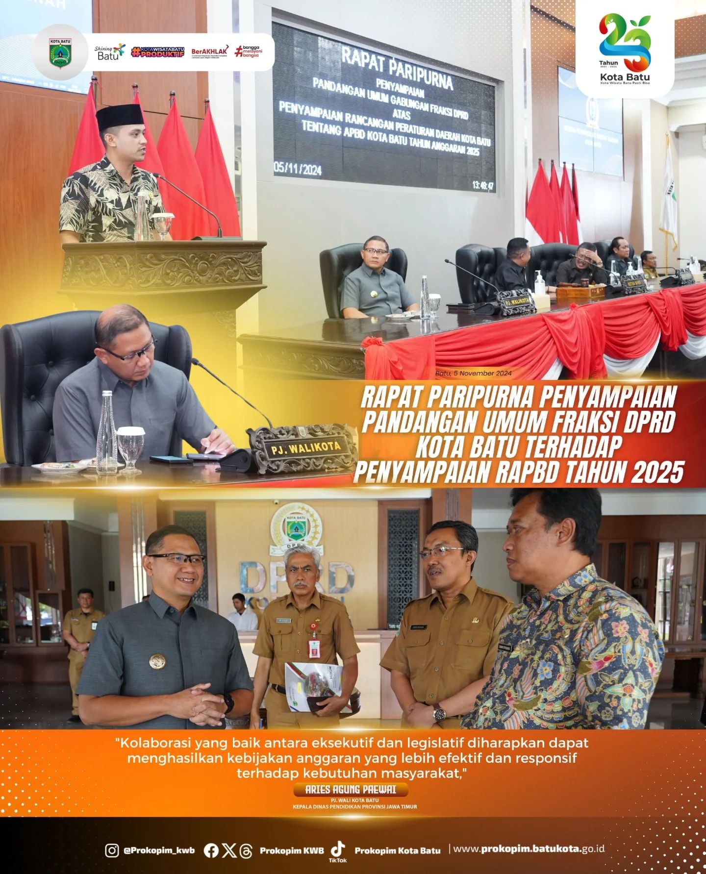 Rapat Paripurna DPRD Kota Batu Bahas RAPBD 2025