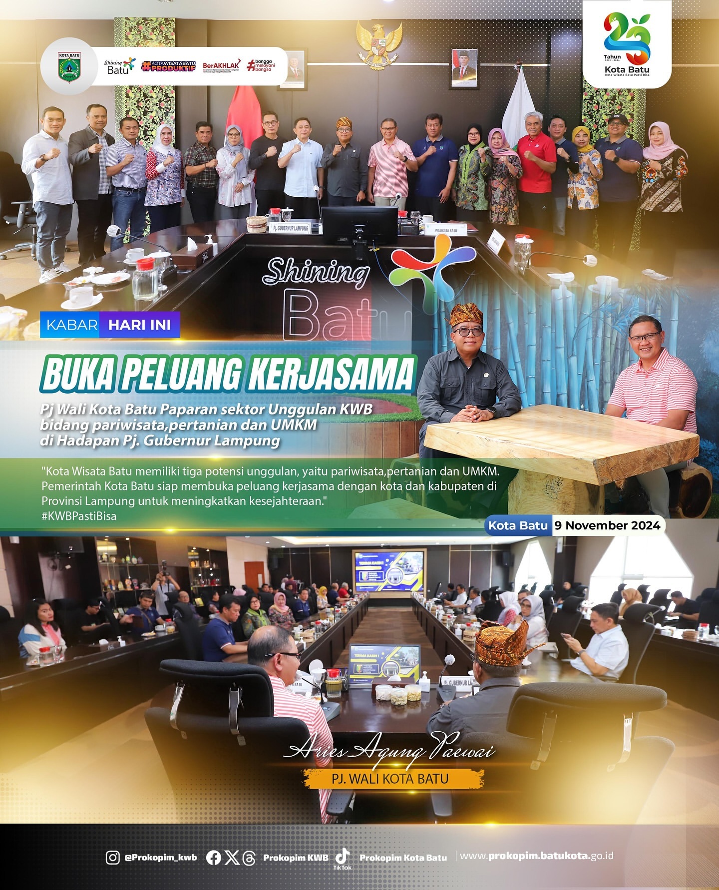 Kunjungan Pj Gubernur Lampung ke Kota Wisata Batu