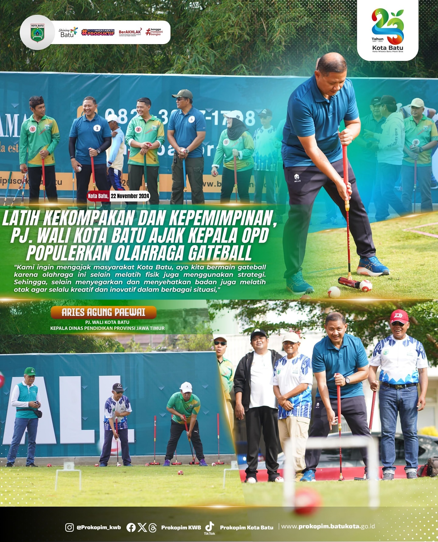 Pj. Wali Kota Batu Dorong Olahraga Gateball untuk Kesehatan dan Kekompakan
