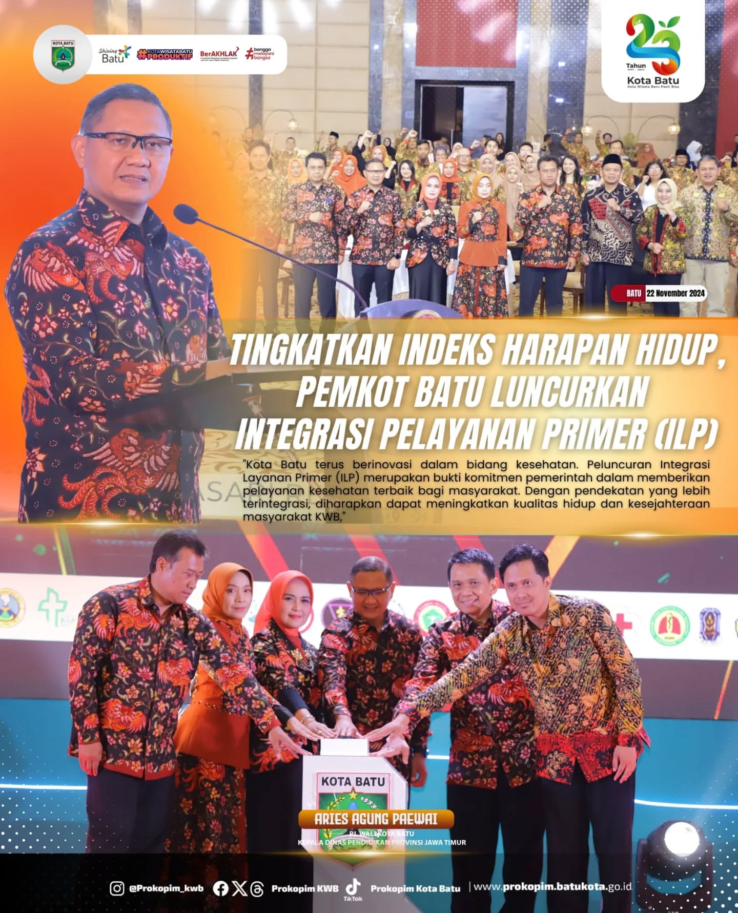 Puncak Peringatan Hari Kesehatan Nasional, Pemkot Batu Luncurkan Pelayanan Kesehatan Terintegrasi