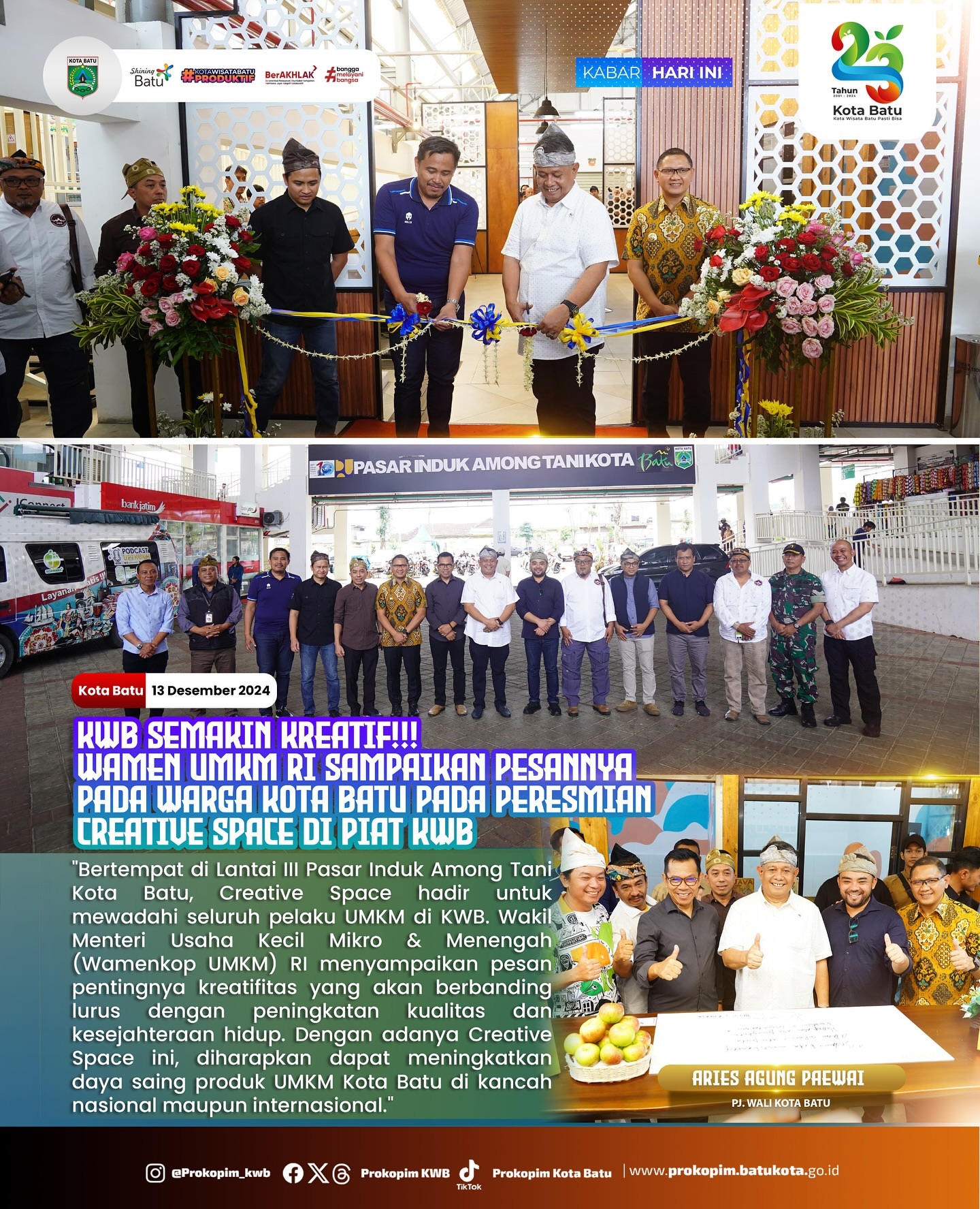 Peresmian Creative Space di Kota Batu: Wamen UMKM Dorong Kreativitas Pelaku UMKM
