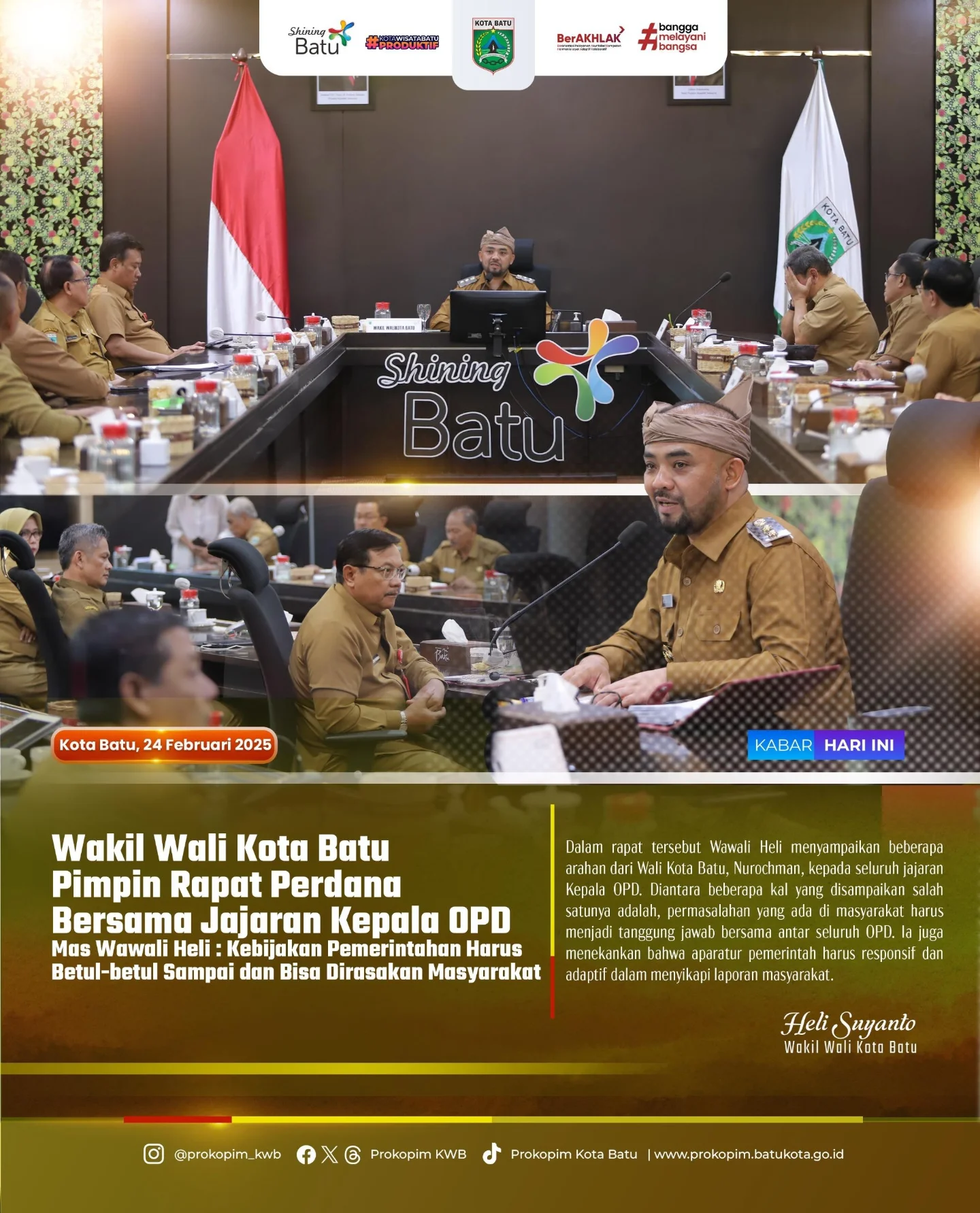 Rapat Perdana Wakil Wali Kota Batu Fokus pada Pelayanan Masyarakat