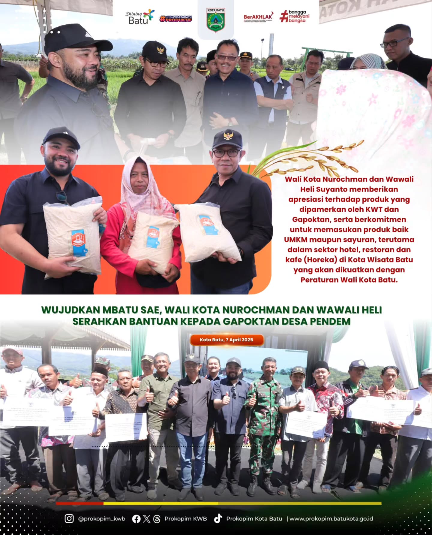 Wali Kota Batu Serahkan Bantuan untuk Meningkatkan Produktivitas Pertanian