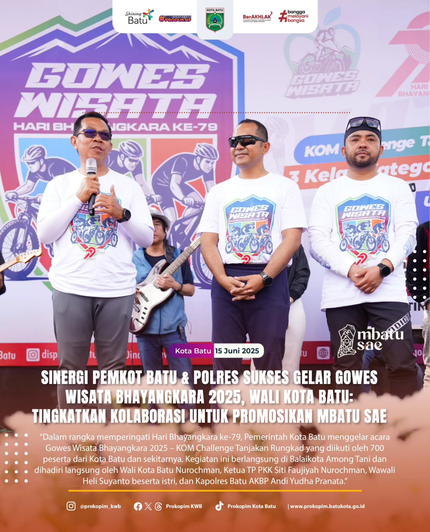 Gowes Wisata Bhayangkara 2025 Sukses Dihadiri 700 Peserta di Kota Batu