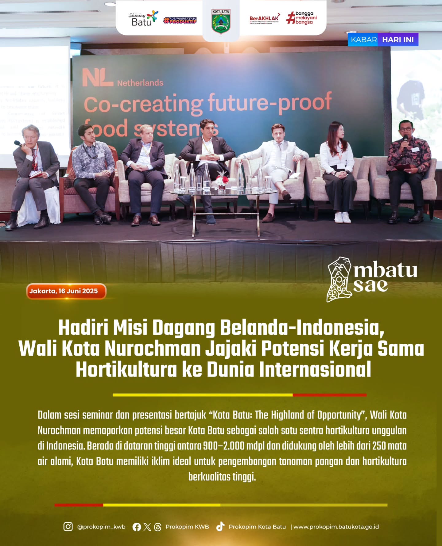 Wali Kota Batu Jajaki Peluang Kerja Sama Hortikultura di Misi Dagang Belanda-Indonesia