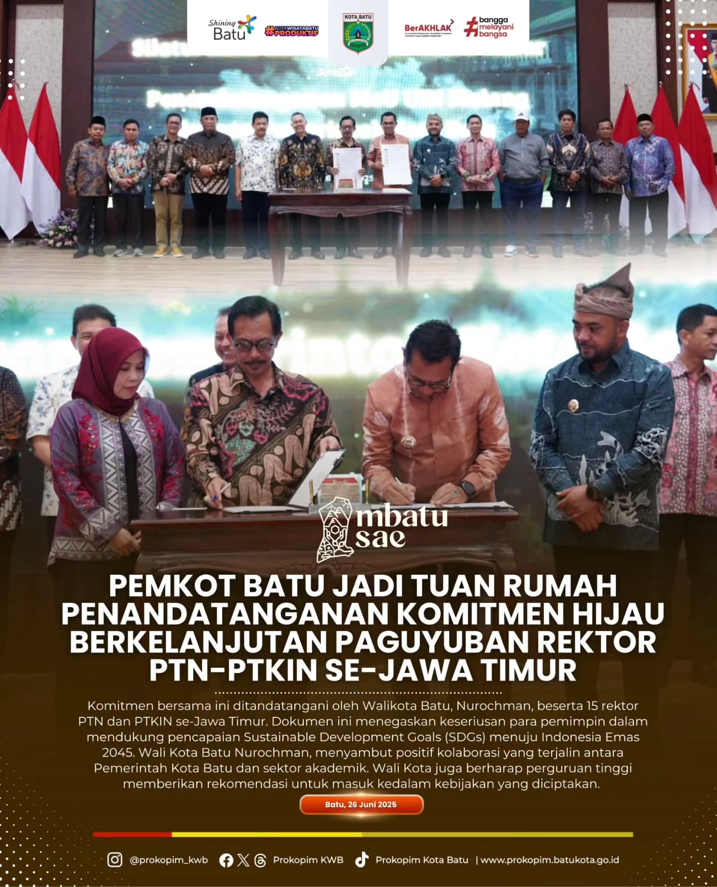 Pemkot Batu Tuan Rumah Penandatanganan Komitmen Hijau Berkelanjutan untuk Lingkungan yang Lebih Baik