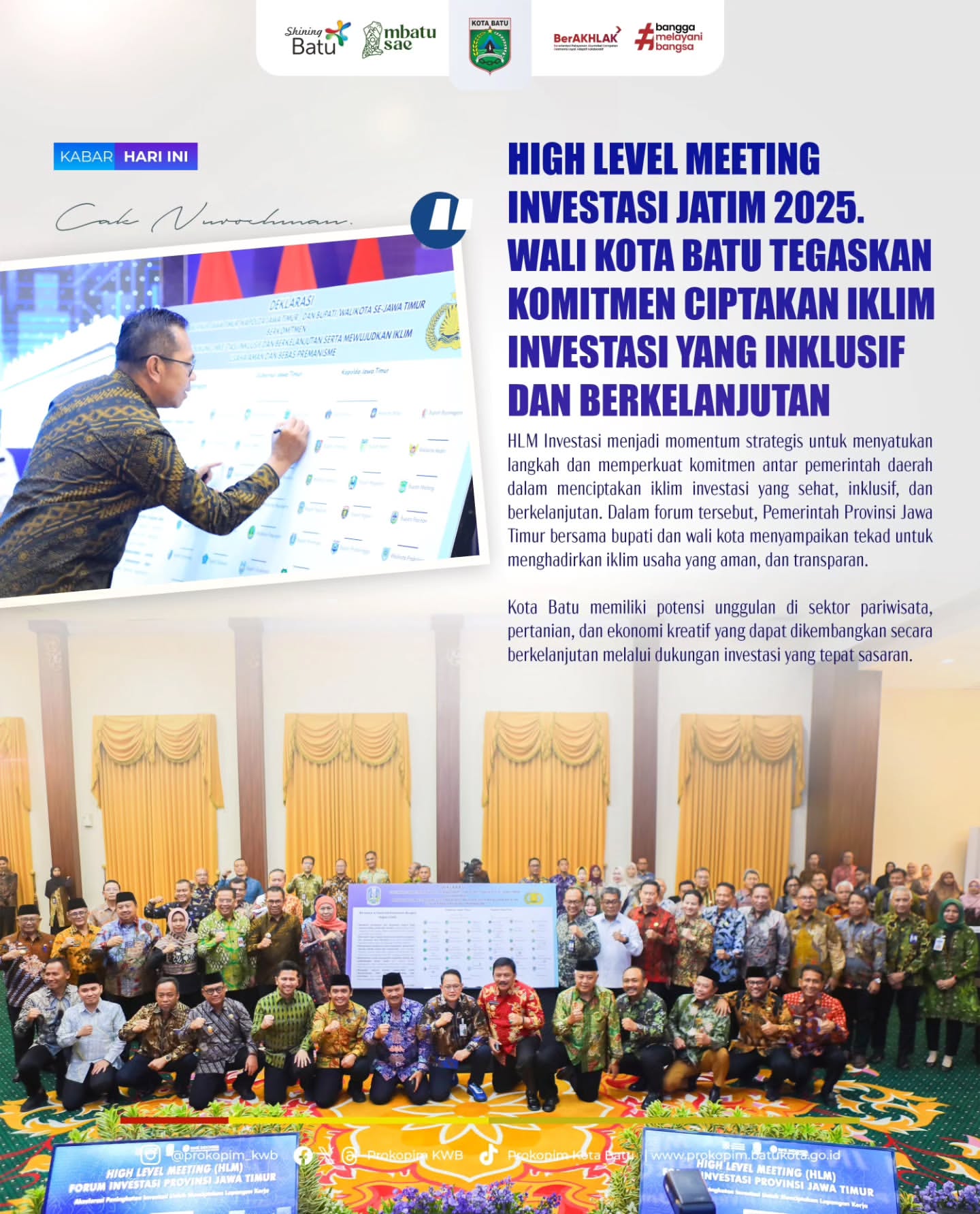 Wali Kota Batu Janjikan Iklim Investasi yang Inklusif dan Berkelanjutan