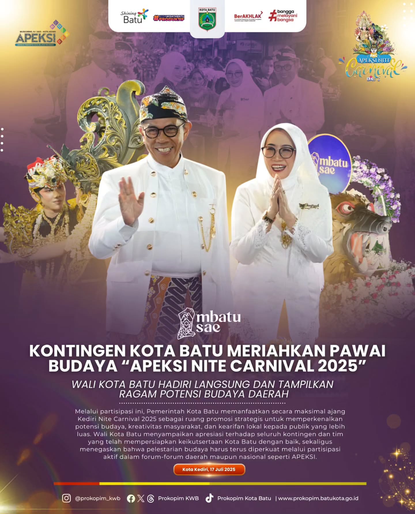 Kotak Batu Memukau Dalam Pawai Budaya APEKSI Nite Carnival 2025