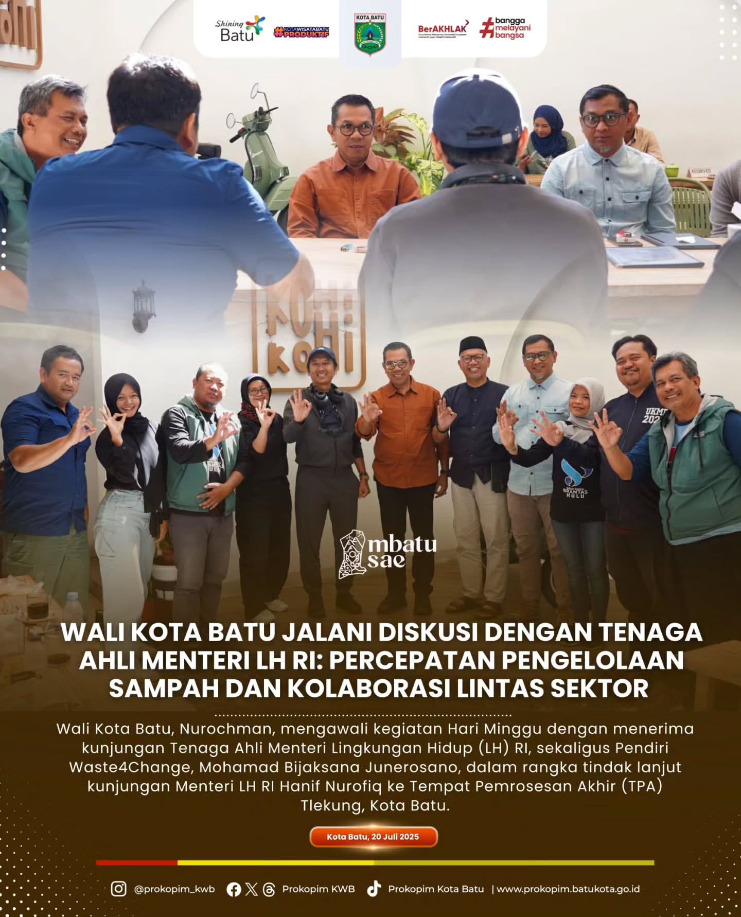 Wali Kota Batu Diskusikan Pengelolaan Sampah Bersama Tenaga Ahli Menteri LH RI