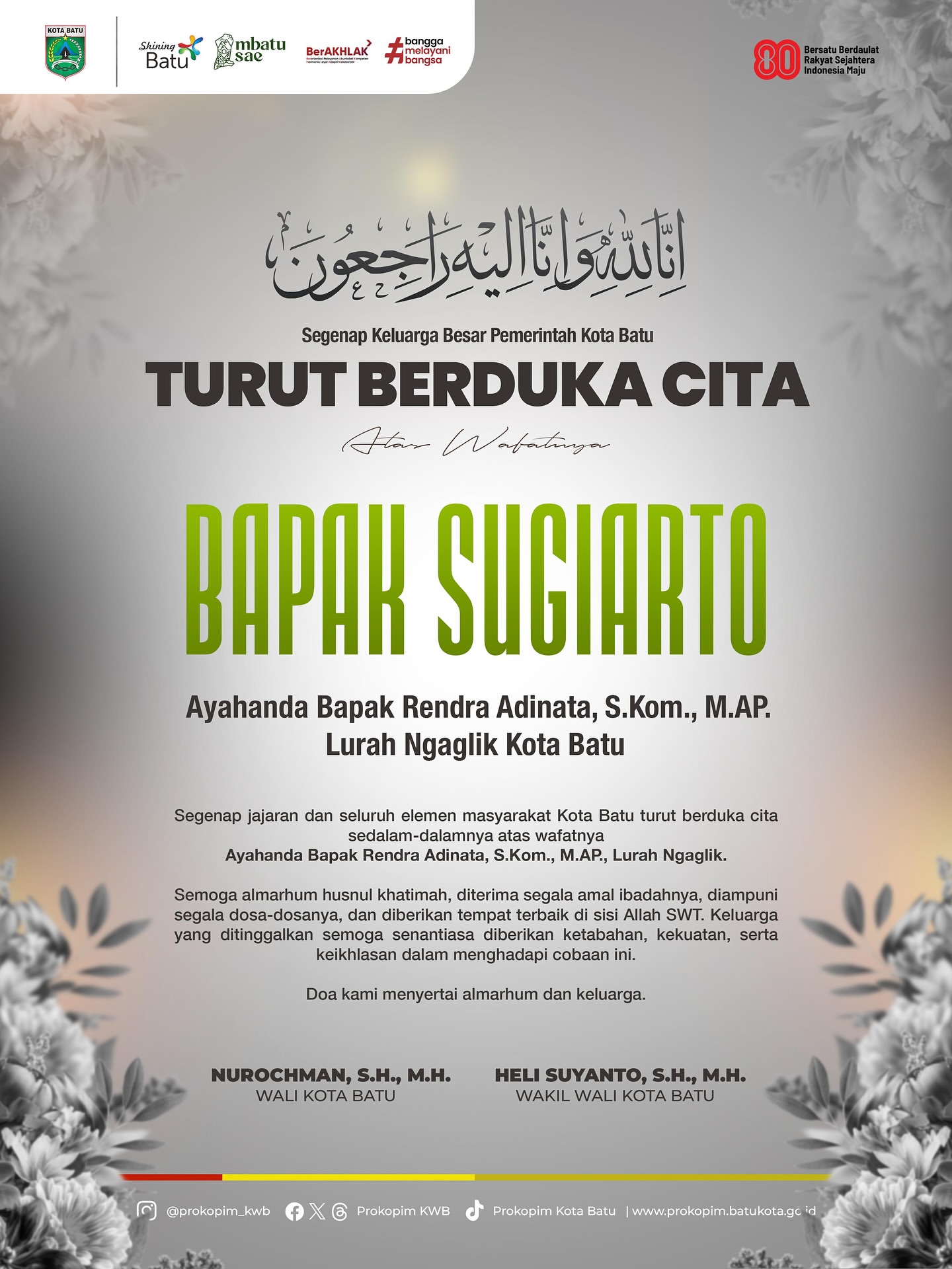 Kota Batu Berduka Atas Wafatnya Lurah Ngaglik, Bapak Rendra Adinata