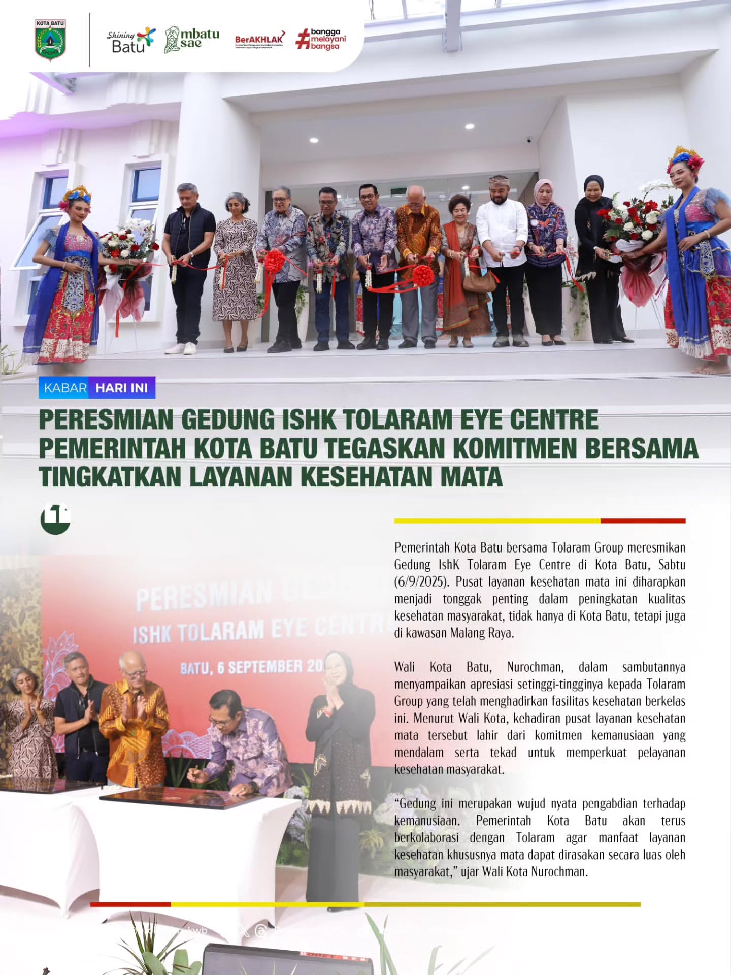 Pemerintah Kota Batu Resmikan Gedung IshK Tolaram Eye Centre Untuk Tingkatkan Pelayanan Kesehatan Mata