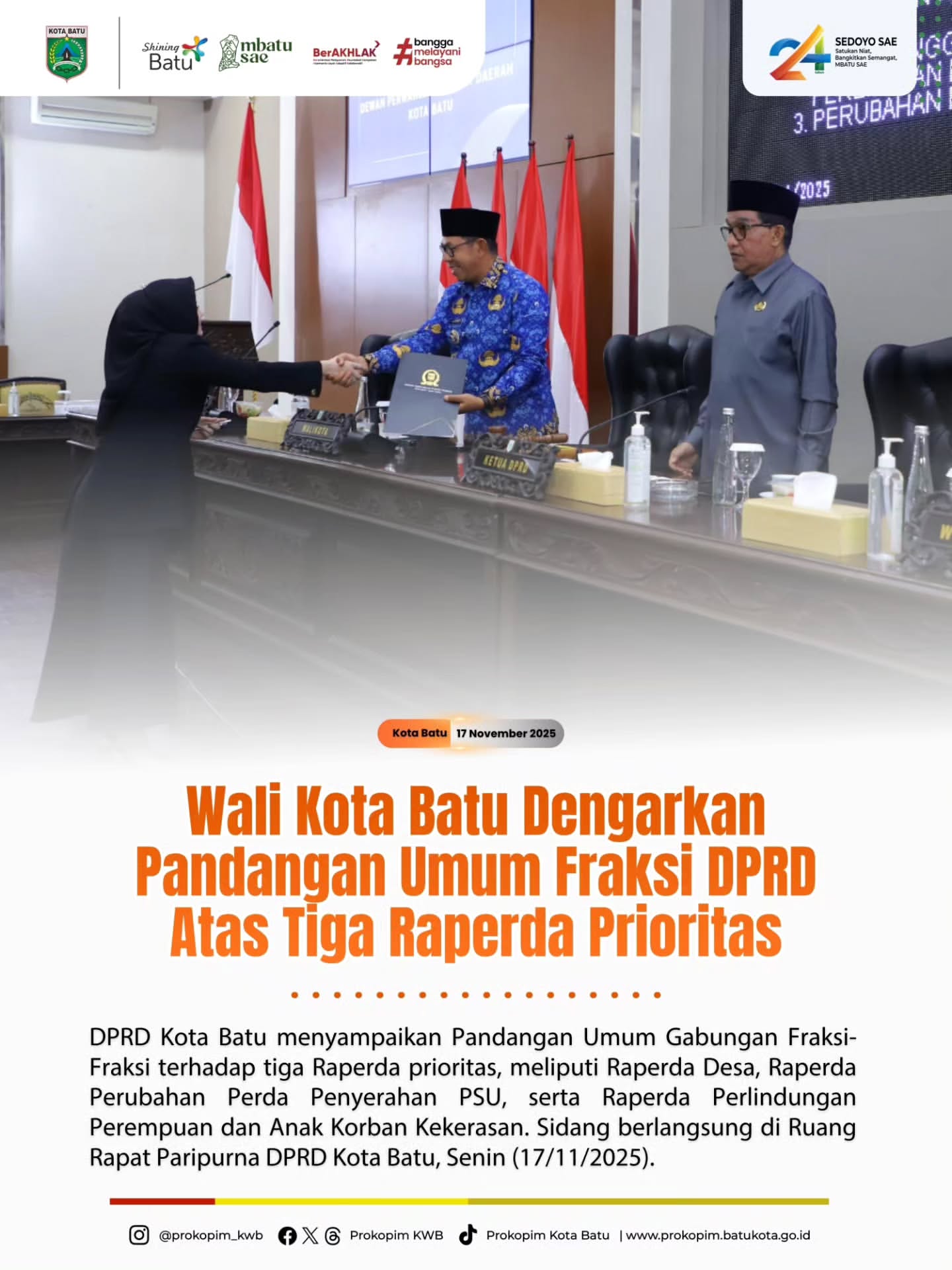 Wali Kota Batu Dengar Pendapat DPRD tentang Tiga Raperda Penting