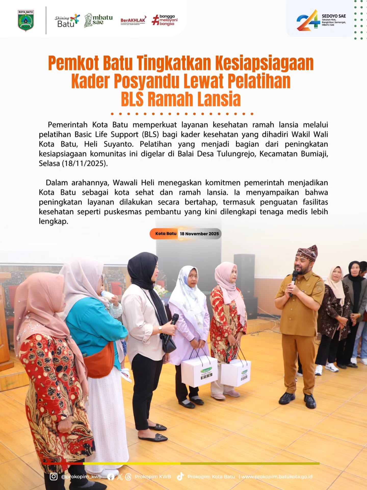 Pemkot Batu Tingkatkan Kesiapsiagaan Kader Posyandu Lewat Pelatihan BLS Ramah Lansia