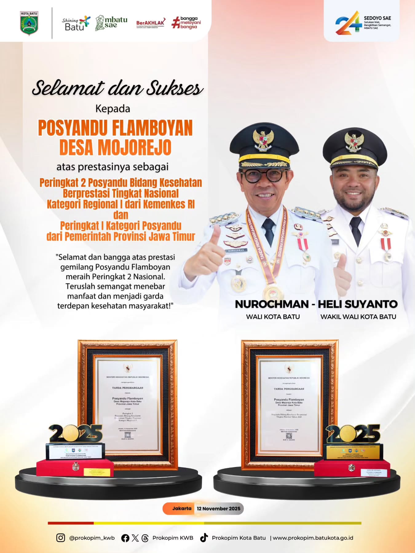 Posyandu Flamboyan Desa Mojorejo Raih Prestasi Tinggi di Tingkat Nasional dan Provinsi