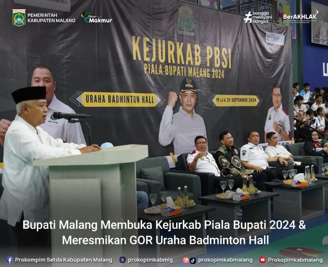 Kejuaraan Bulu Tangkis Kabupaten Malang Dibuka Resmi oleh Bupati
