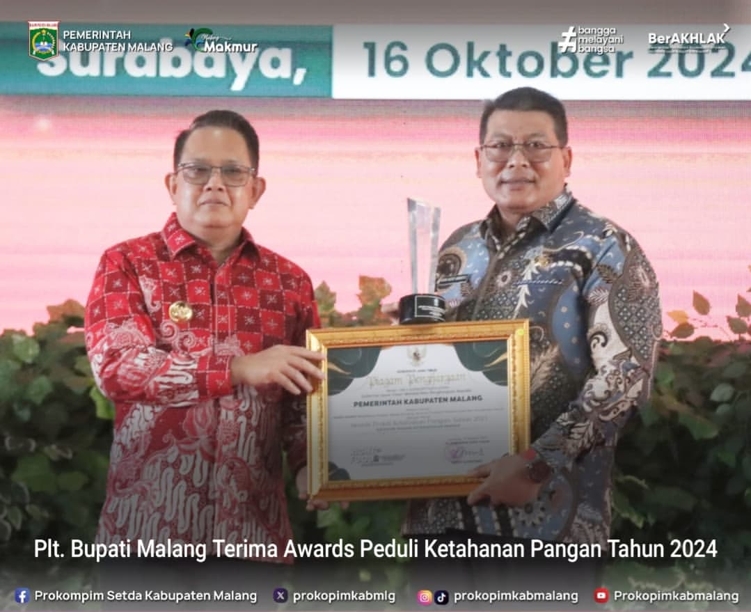 Pemkab Malang Raih Penghargaan Ketahanan Pangan 2024