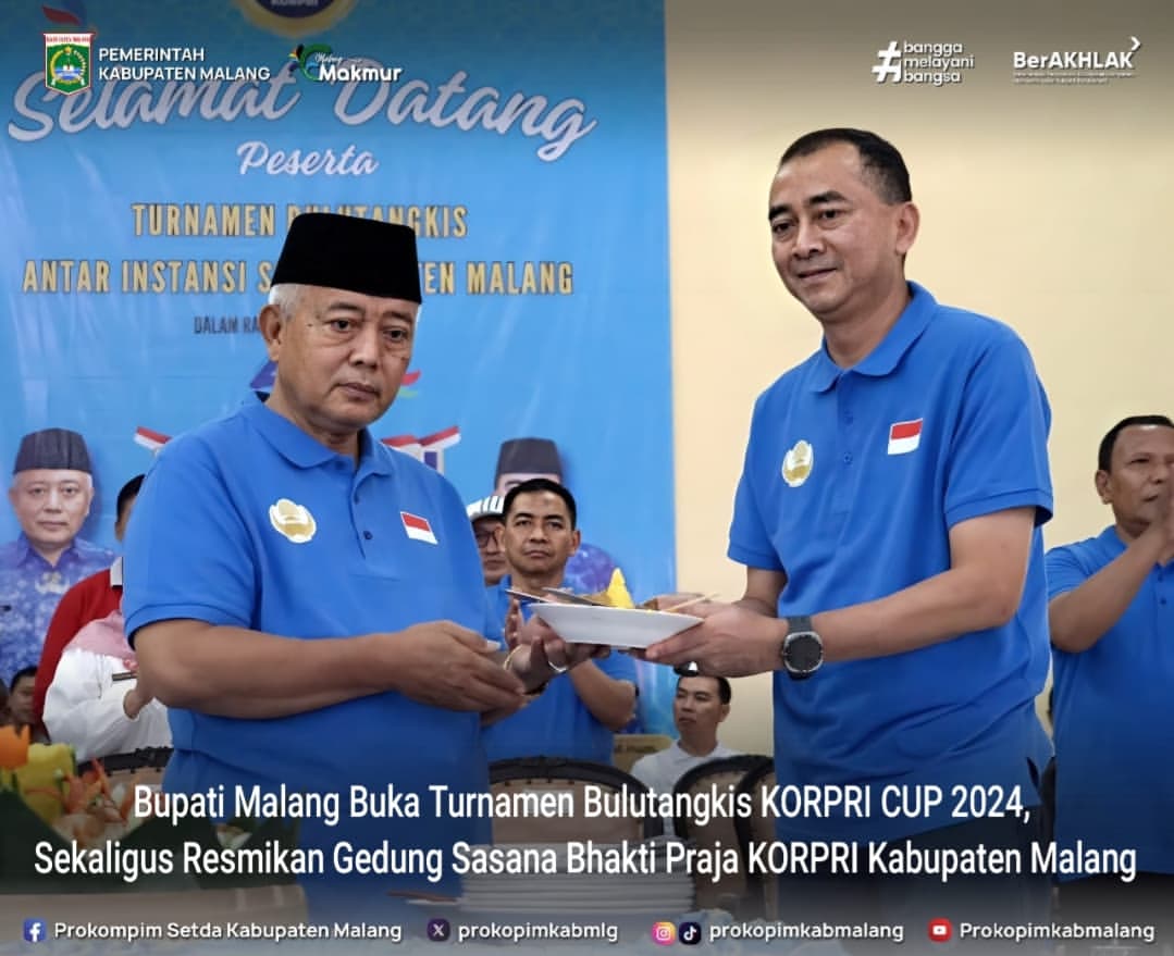 Turnamen Bulutangkis KORPRI Cup 2024 Resmi Dibuka oleh Bupati Malang
